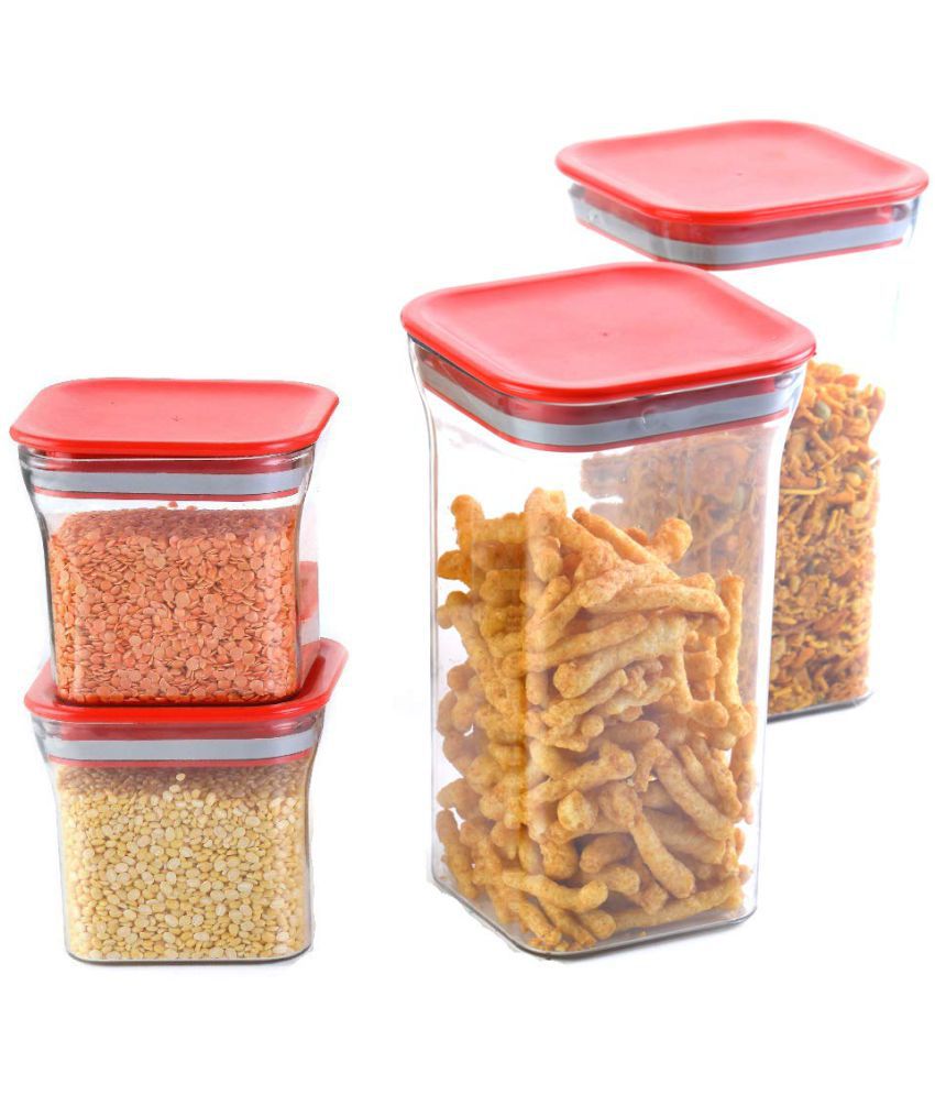     			Analog Kitchenware - Red Polyproplene Food Container ( Pack of 4 )