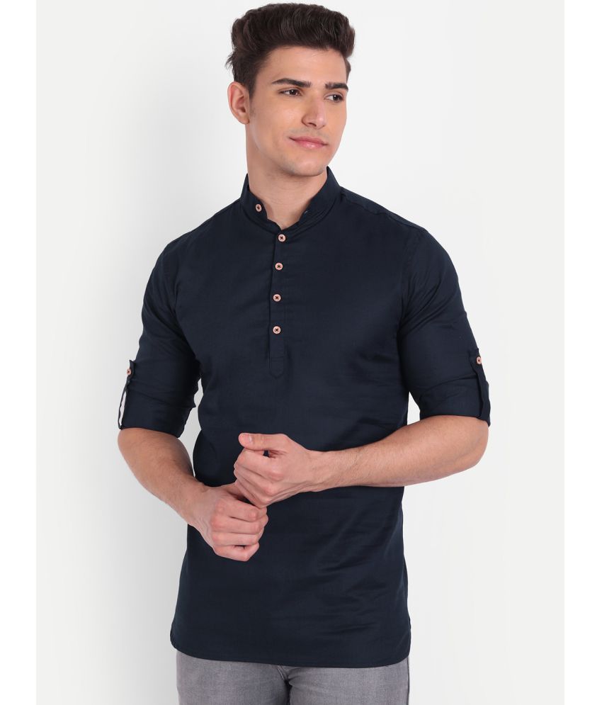     			Vida Loca - Navy Linen Slim Fit Men's Casual Shirt ( Pack of 1 )