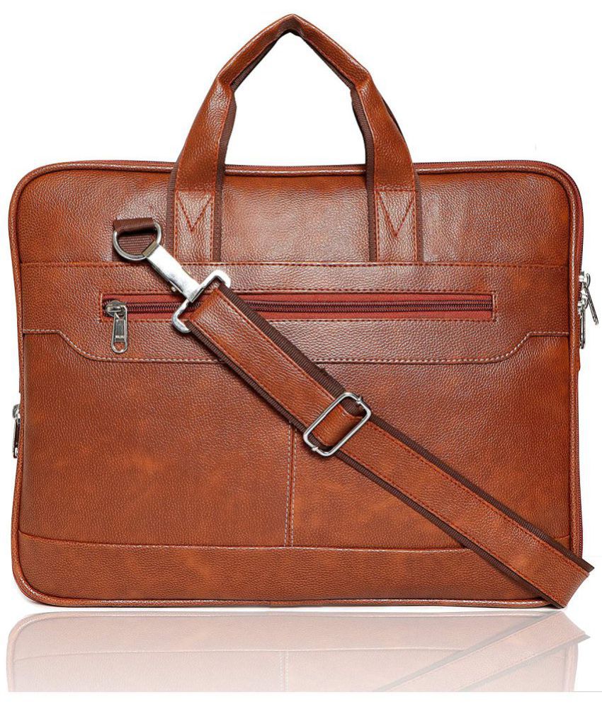 Apnav - Tan Synthetic Leather Office Bag