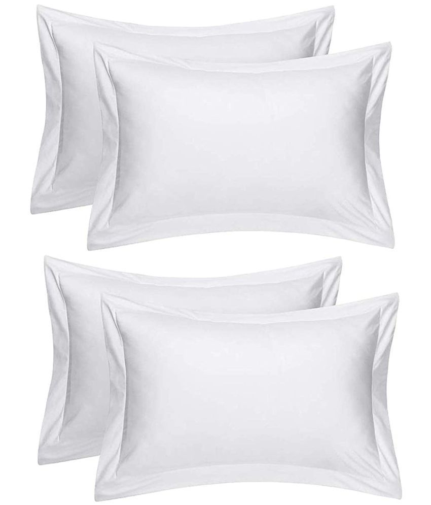     			MAHALUXMI COLLECTION Pack of 4 White Pillow Cover