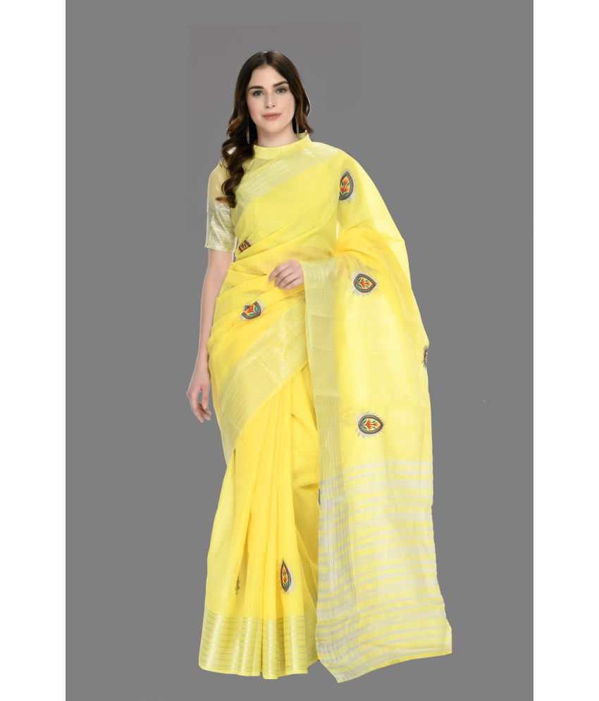     			OFLINE SELCTION - Yellow Silk Saree With Blouse Piece ( Pack of 1 )
