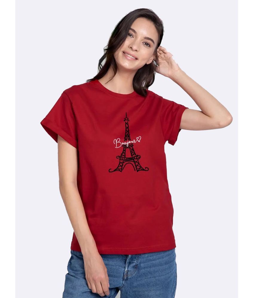     			Bewakoof - Red Cotton Loose Women's T-Shirt ( Pack of 1 )