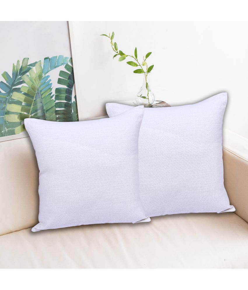     			INDHOME LIFE - Off White Set of 2 Silk Square Cushion Cover