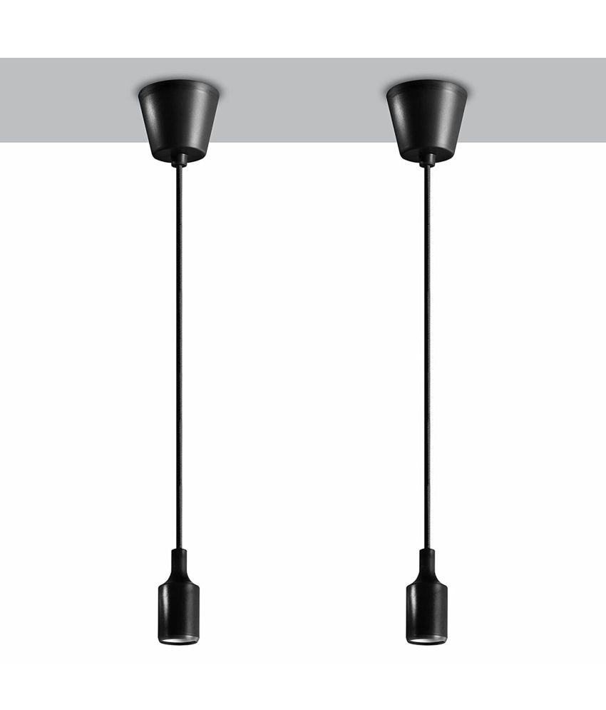 MR E27 Bulb holder Silicone Ceiling Lamp Pendant Black - Pack of 2