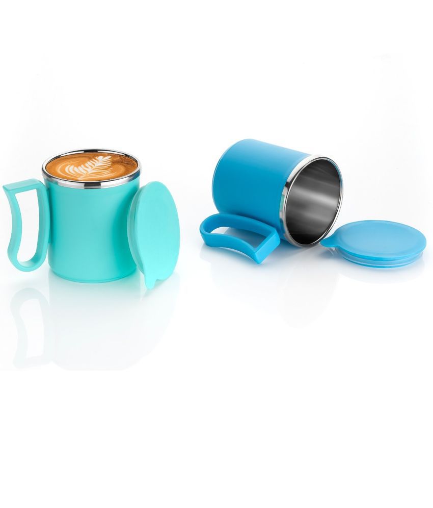 OFFYX - Multicolor Steel Coffee Mug ( Pack of 2 )
