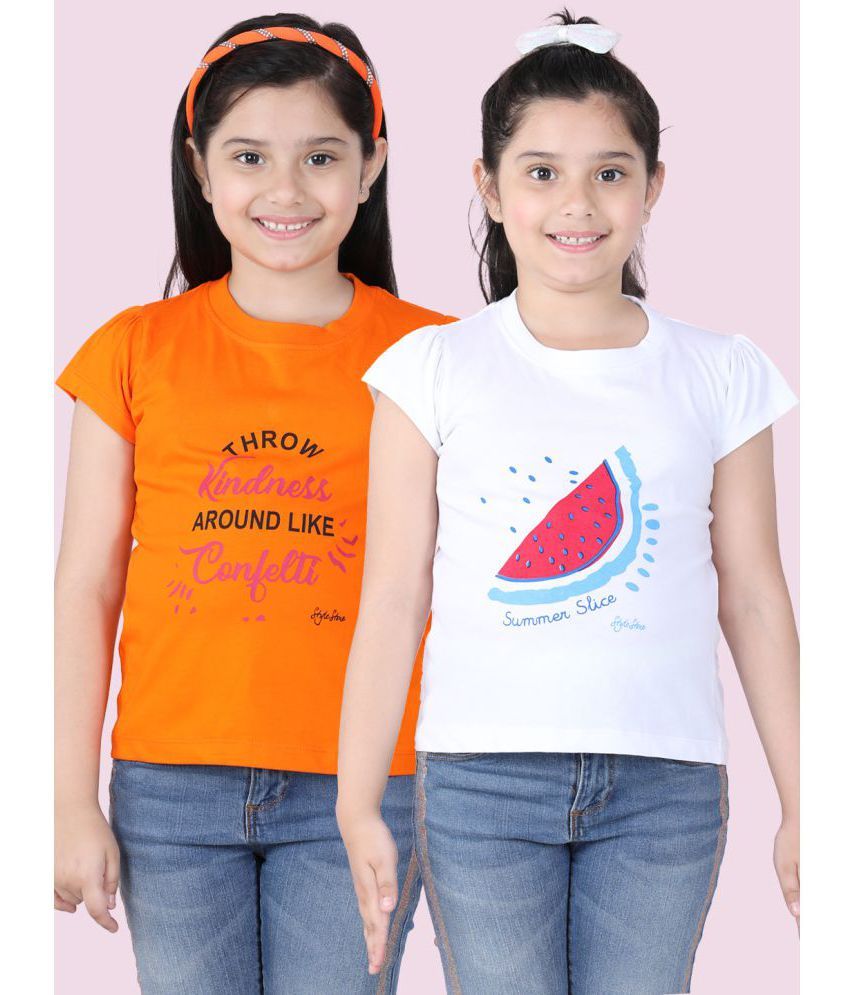     			StyleStone - Orange Cotton Girls T-Shirt ( Pack of 2 )