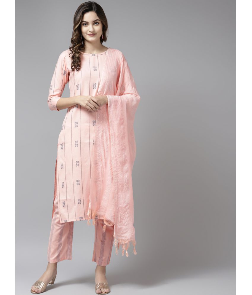     			Yufta - Pink Straight Cotton Women's Stitched Salwar Suit ( Pack of 1 )