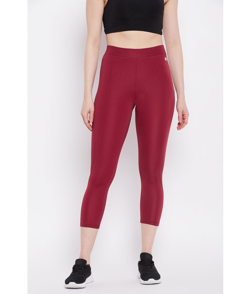     			Clovia - Maroon Polyester Slim Fit Women's Sports Tights ( Pack of 1 )