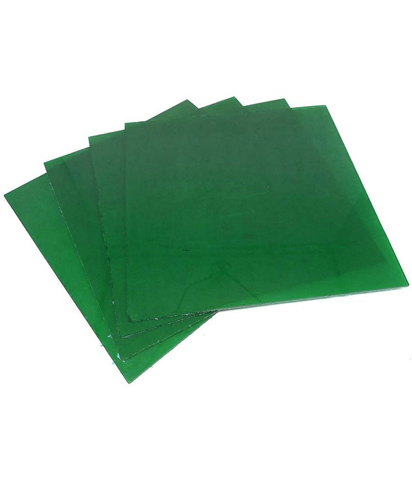     			PRANSUNITA Colored Acrylic Glass Sheet – 10 x 10 cm (Thickness 3 mm) Used in Glass Painting, Architecture & School Models, DIY Craft – Pack of 4 pcs – Color – Green
