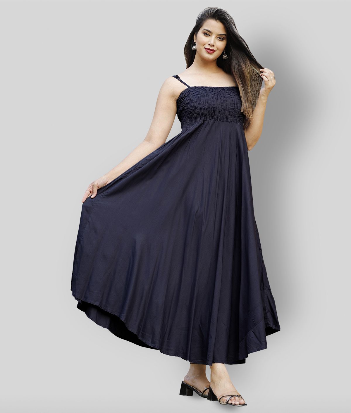     			ZAMAISHA - Navy Blue Rayon Women's Fit And Flare Dress ( Pack of 1 )