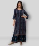 Lee Moda - Navy Blue Straight Rayon Women's Stitched Salwar Suit ( Pack of 1 )