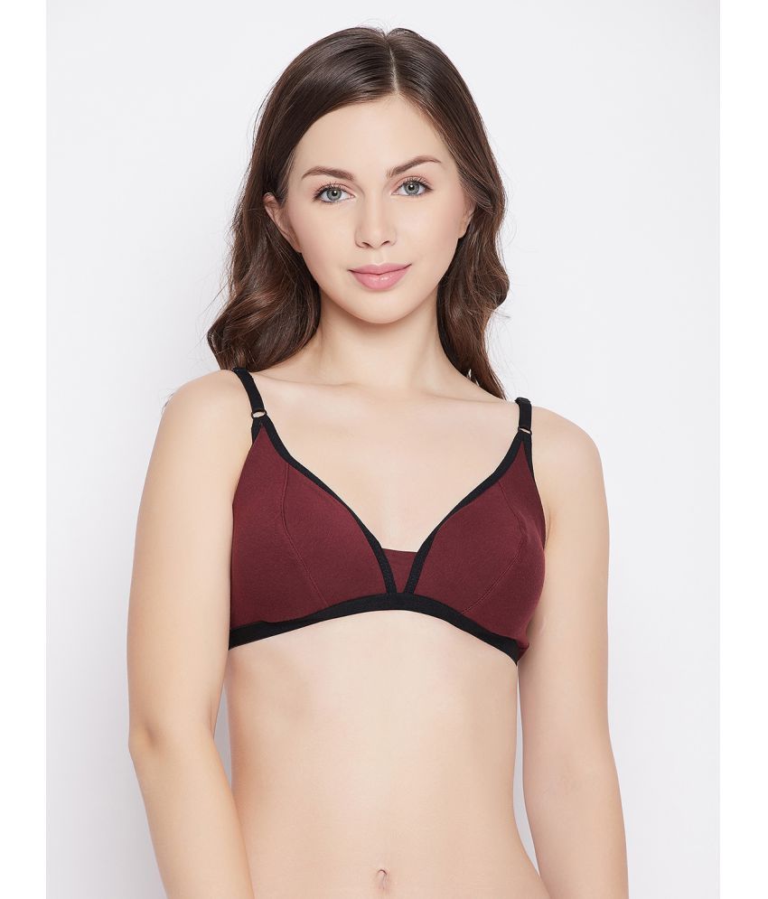     			Clovia Cotton Blend Non Padded Women's Plunge Bra ( Maroon )