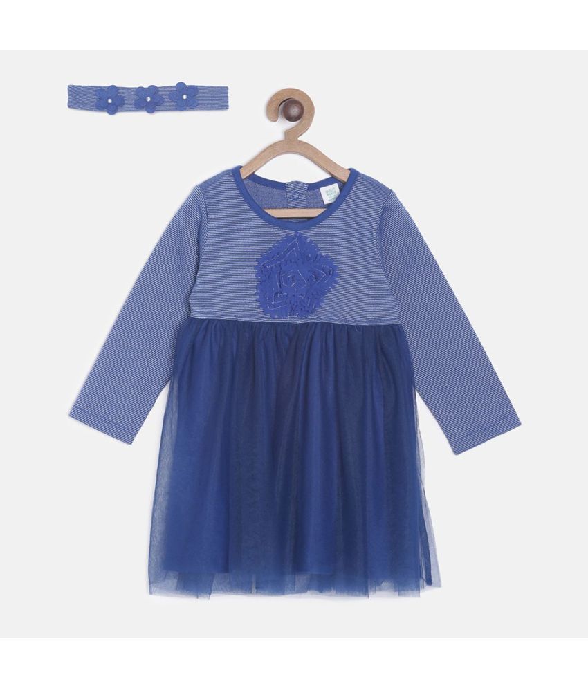     			MINI KLUB - Blue Cotton Baby Girl Dress ( Pack of 1 )