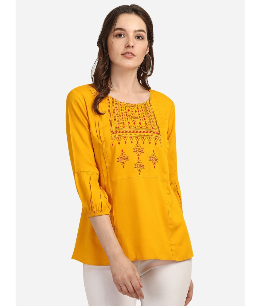     			Prettify - Yellow Rayon Women's Regular Top ( Pack of 1 )