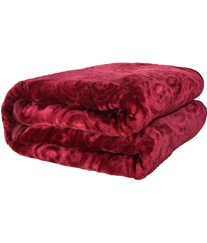     			RIAN - Maroon 401-450 - GSM Polyester Winter Blanket ( Pack of 1 )