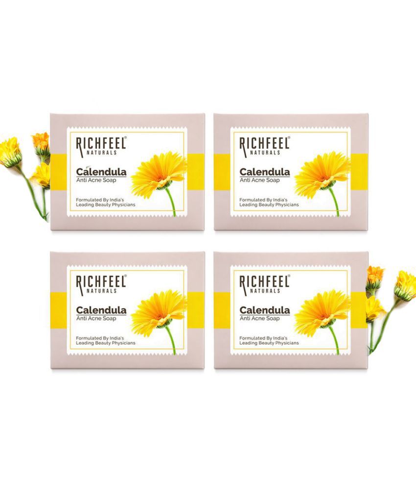     			Richfeel Calendula Anti Acne Soap 75 G Pack of 4 | Removes Tan| Skin Brightening| Reduces Marks & Blemishes