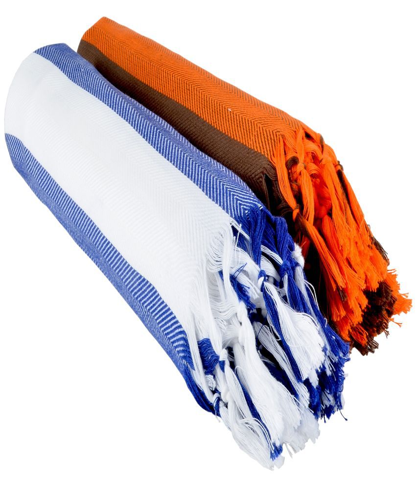     			Sathiyas - Cotton Navy Blue Self Design Bath Towel ( Pack of 2 )