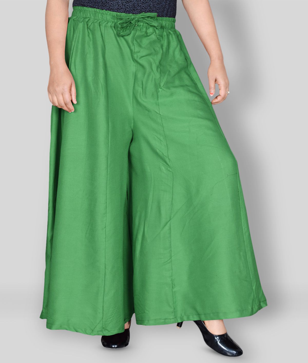 Sttoffa - Green Rayon Flared Women's Palazzos ( Pack of 1 )