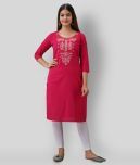 Radiksa - Pink Cotton Women's Straight Kurti ( Pack of 1 )