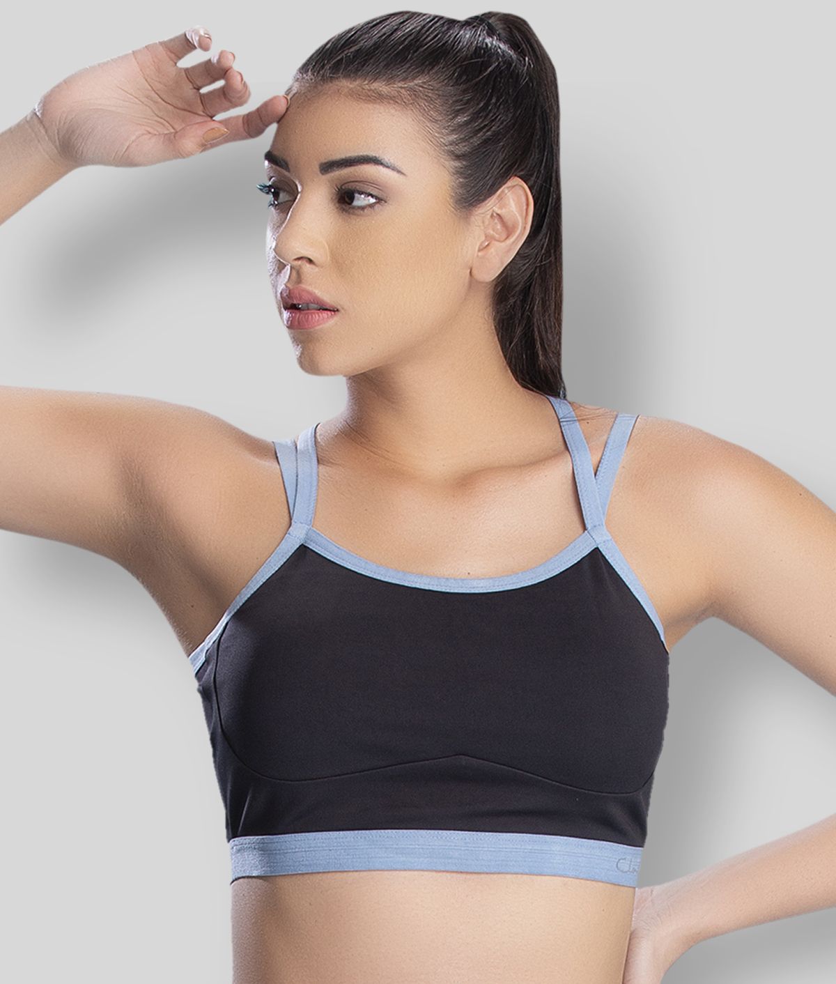     			Clovia Black Cotton Solid Sports Bra - Single