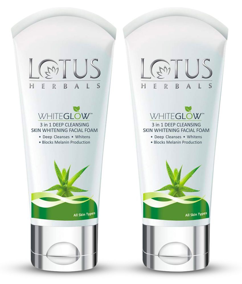     			Lotus Herbals Whiteglow 3 In 1 Deep Cleaning Facial Foam, With Aloe Vera Gel, 100g (Pack of 2)