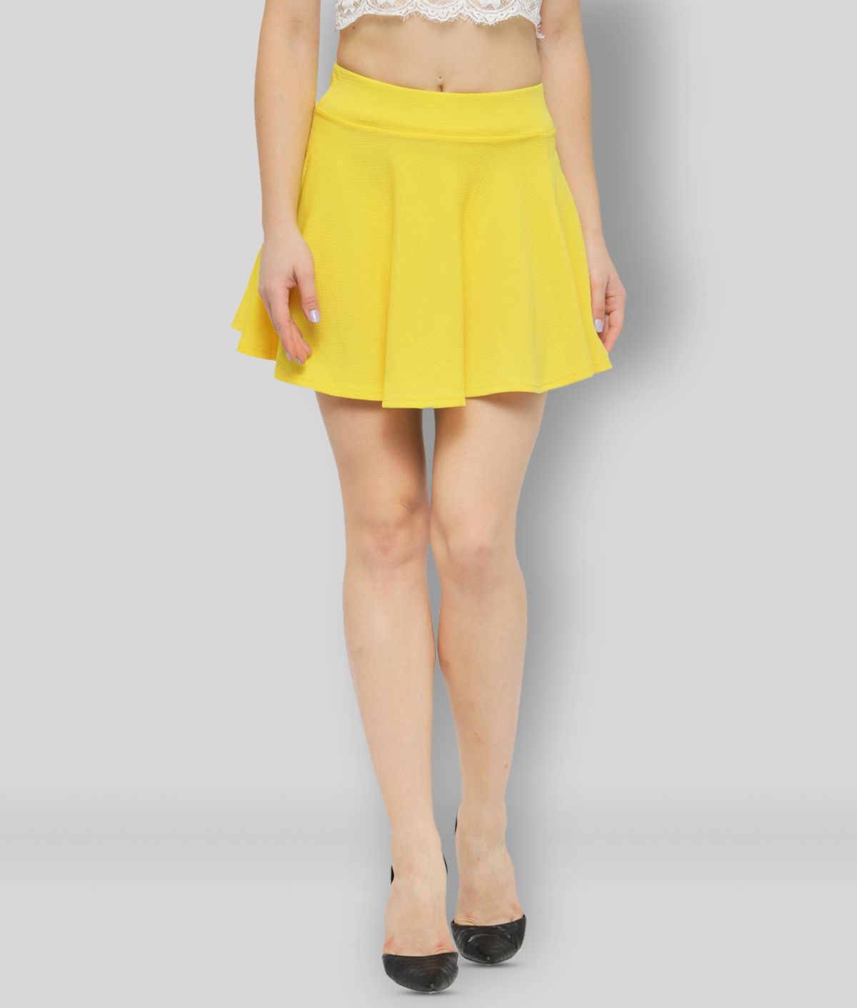 N-Gal - Yellow Cotton Blend Women's Circle Skirt ( Pack of 1 )