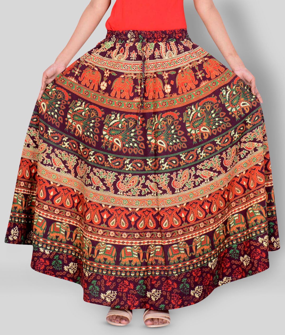 Rajvila - Brown Cotton Women's Broomstick Skirt ( Pack of 1 )
