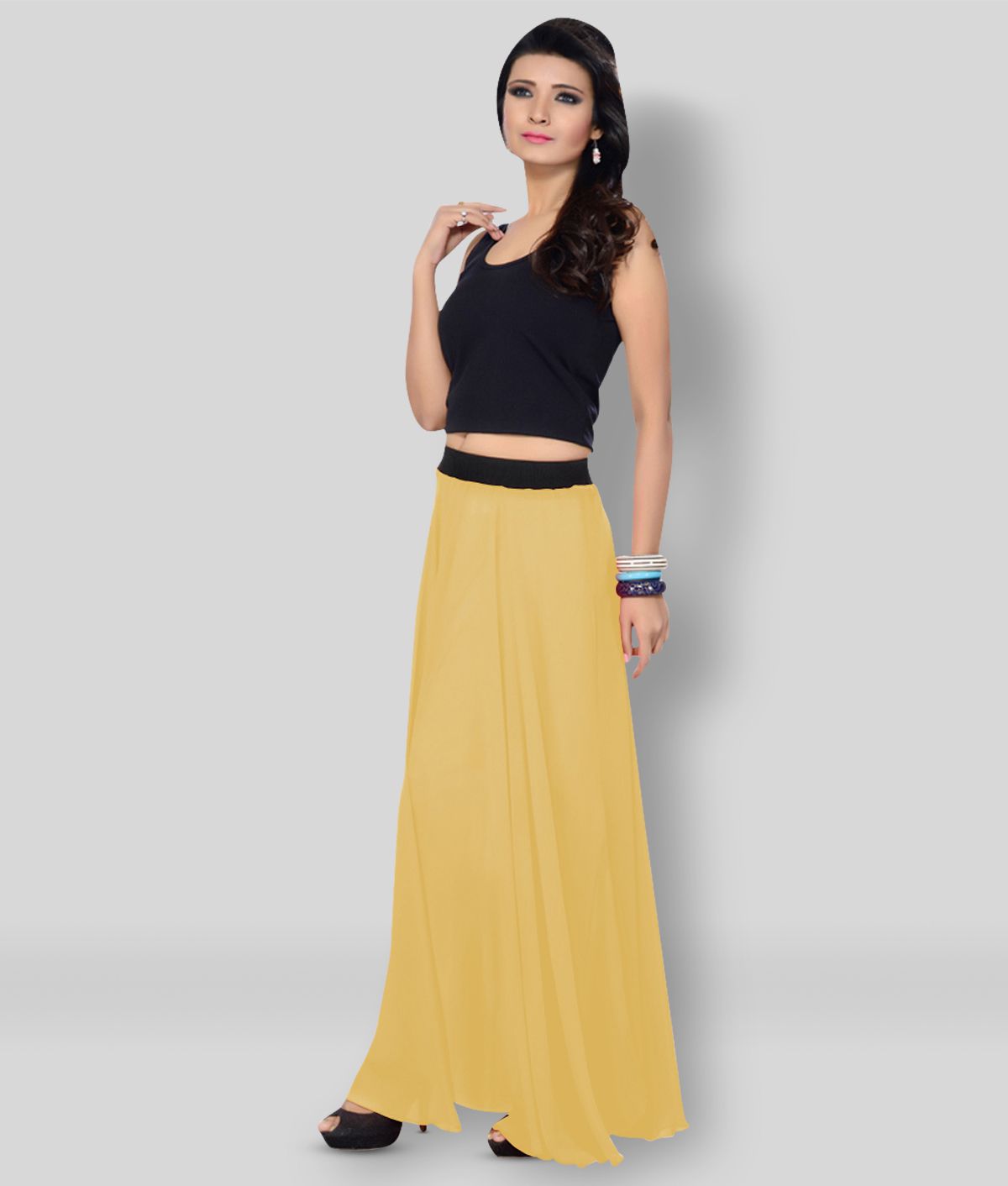     			Sttoffa - Yellow Georgette Women's A-Line Skirt ( Pack of 1 )