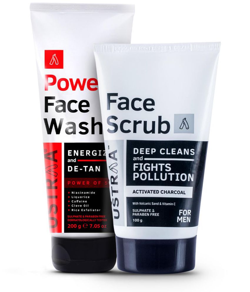     			Ustraa Power Face Wash Energize and De-Tan - 200g & Activated Charcoal Face Scrub - 100g