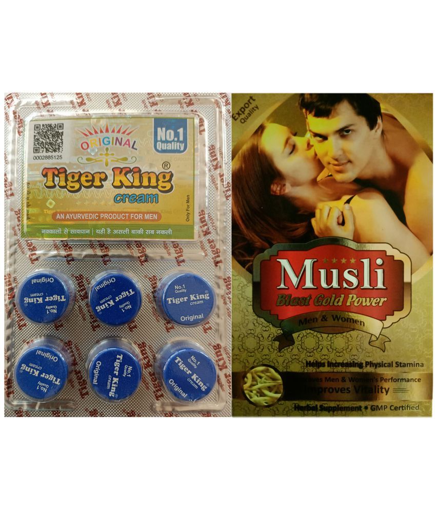     			Combo of Tiger King Cream An Ayurvedic Product for Men 100% Original & Dr Chopra Musli Blast Gold Power Capsule