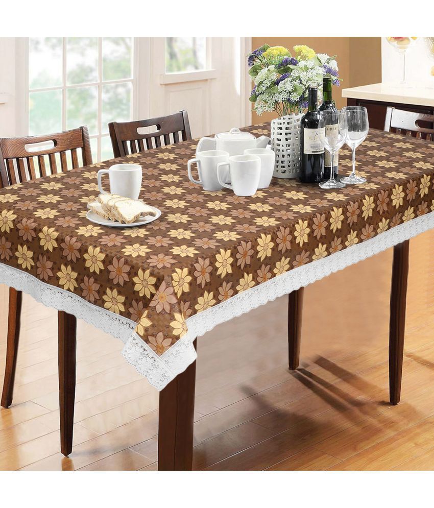     			HOMETALES Brown PVC Table Cover ( Pack of 1 )