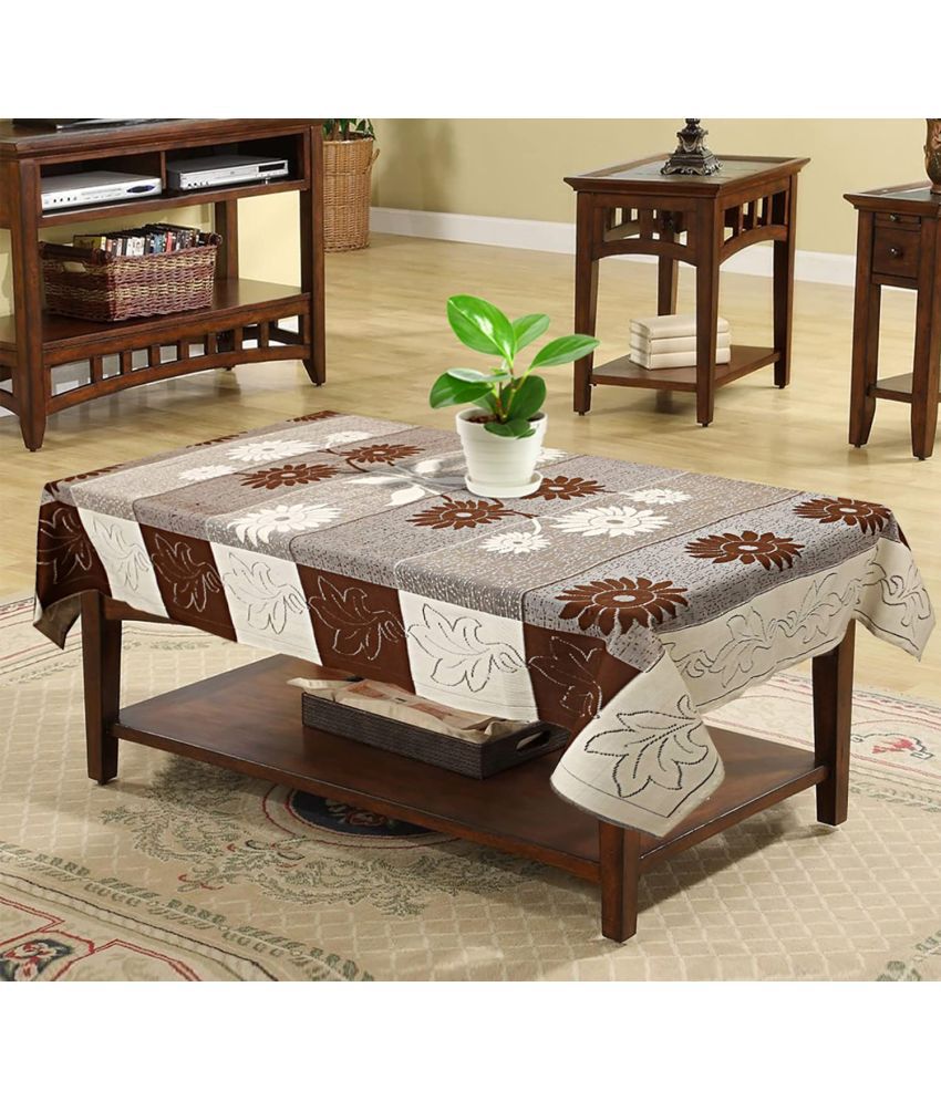     			HOMETALES Brown Polyester Table Cover ( Pack of 1 )
