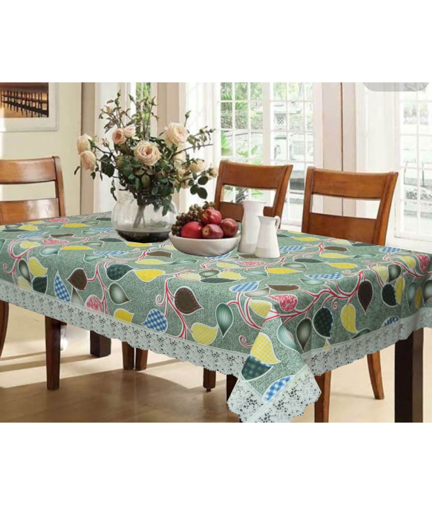     			HOMETALES Green PVC Table Cover ( Pack of 1 )