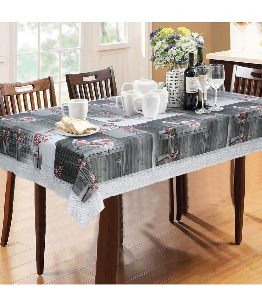     			HOMETALES Light Grey PVC Table Cover ( Pack of 1 )