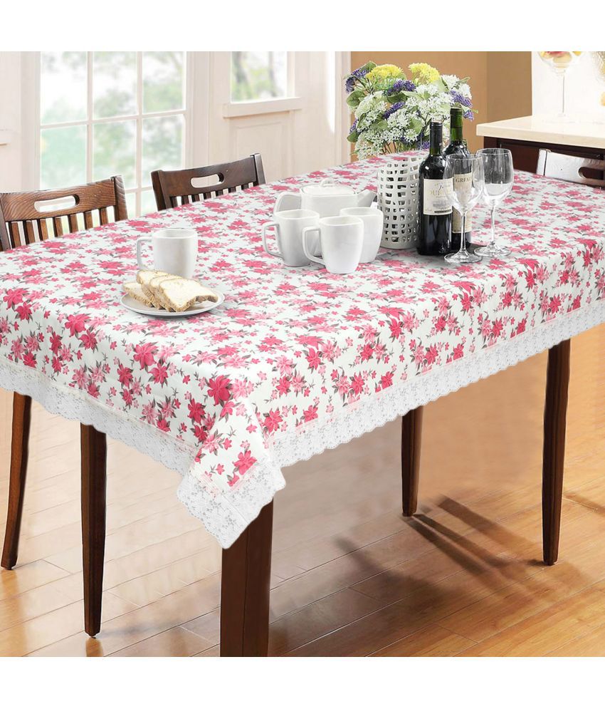     			HOMETALES Pink PVC Table Cover ( Pack of 1 )