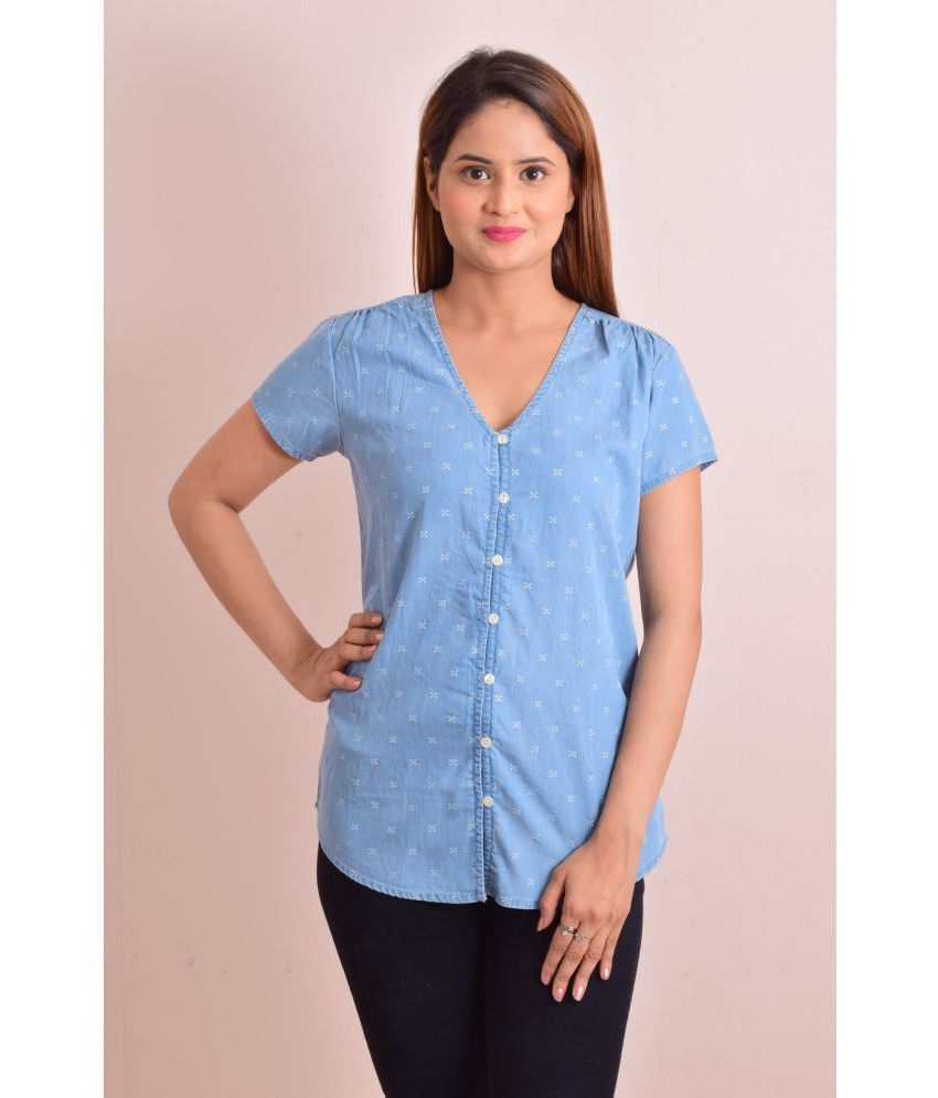     			NUEVOSDAMAS - Blue Denim Women's Regular Top ( Pack of 1 )