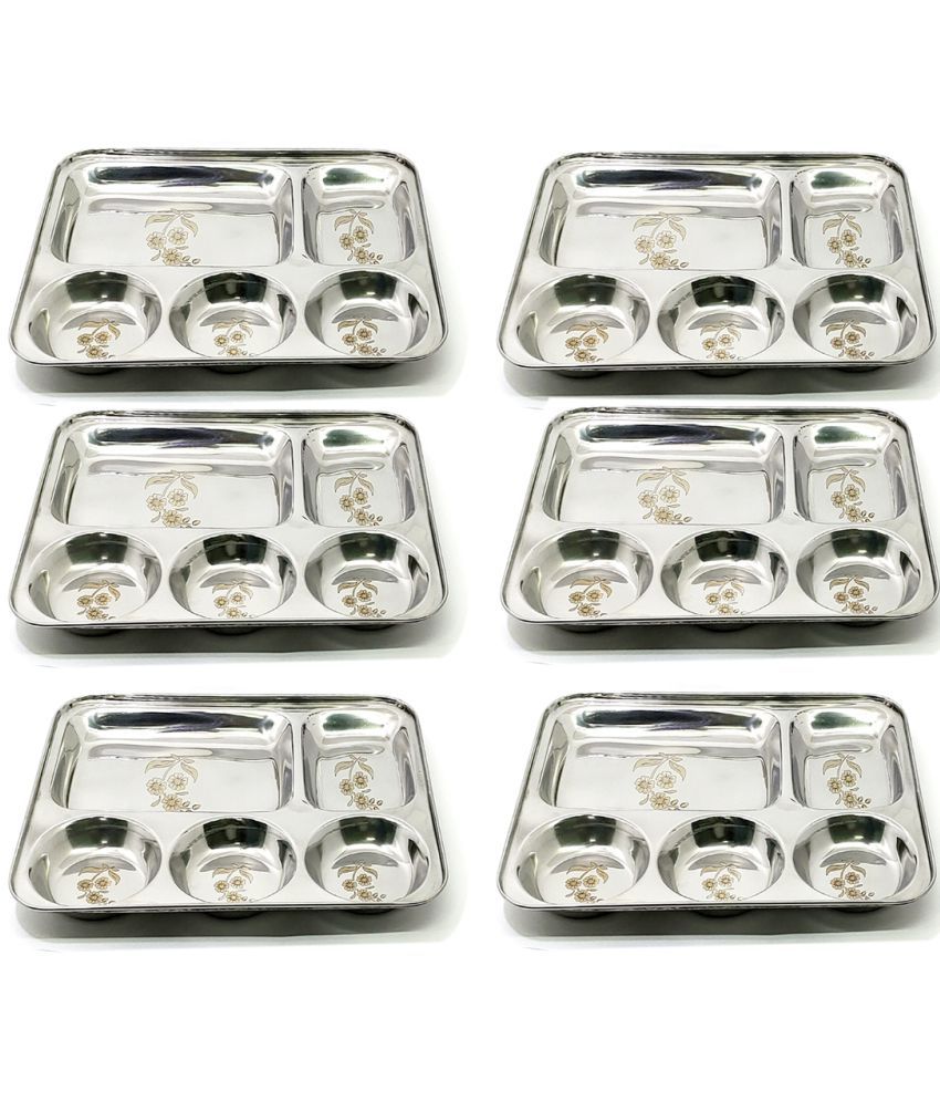     			bartan hub 6 Pcs Stainless Steel Steel Full Plate