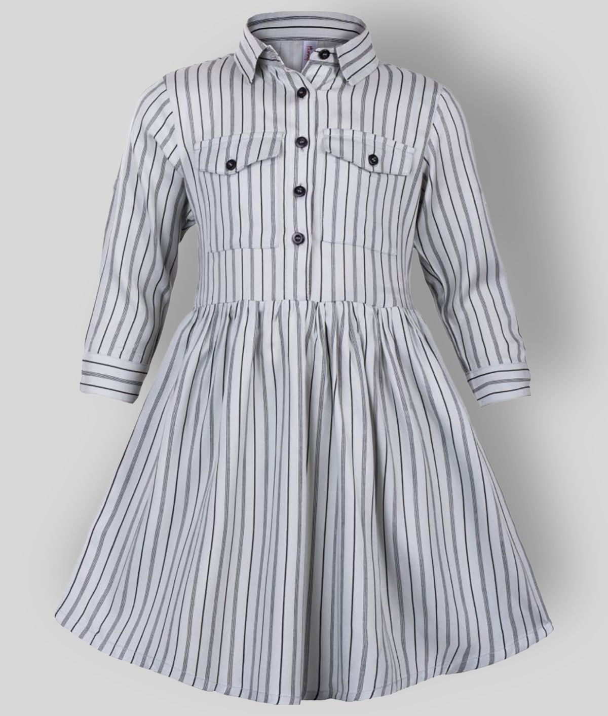     			Hunny Bunny - Gray Rayon Girl's Shirt Dress ( Pack of 1 )
