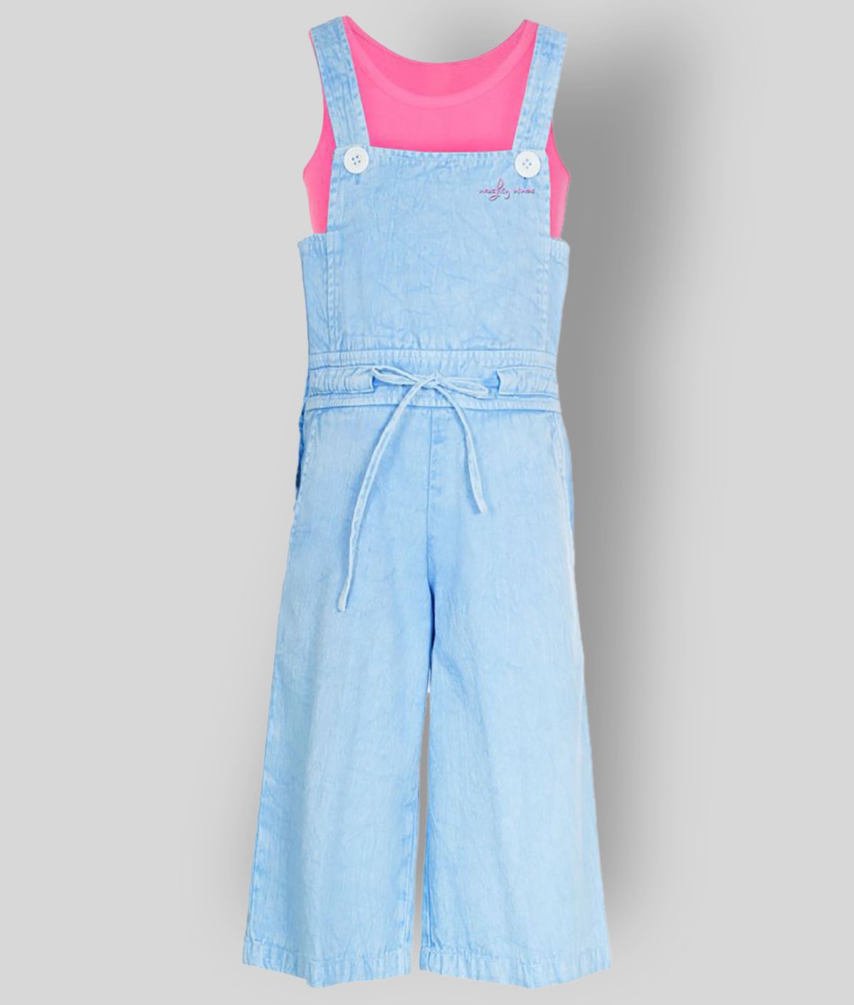     			Naughty Ninos - Blue 100% Cotton Girl's Dungarees ( Pack of 1 )