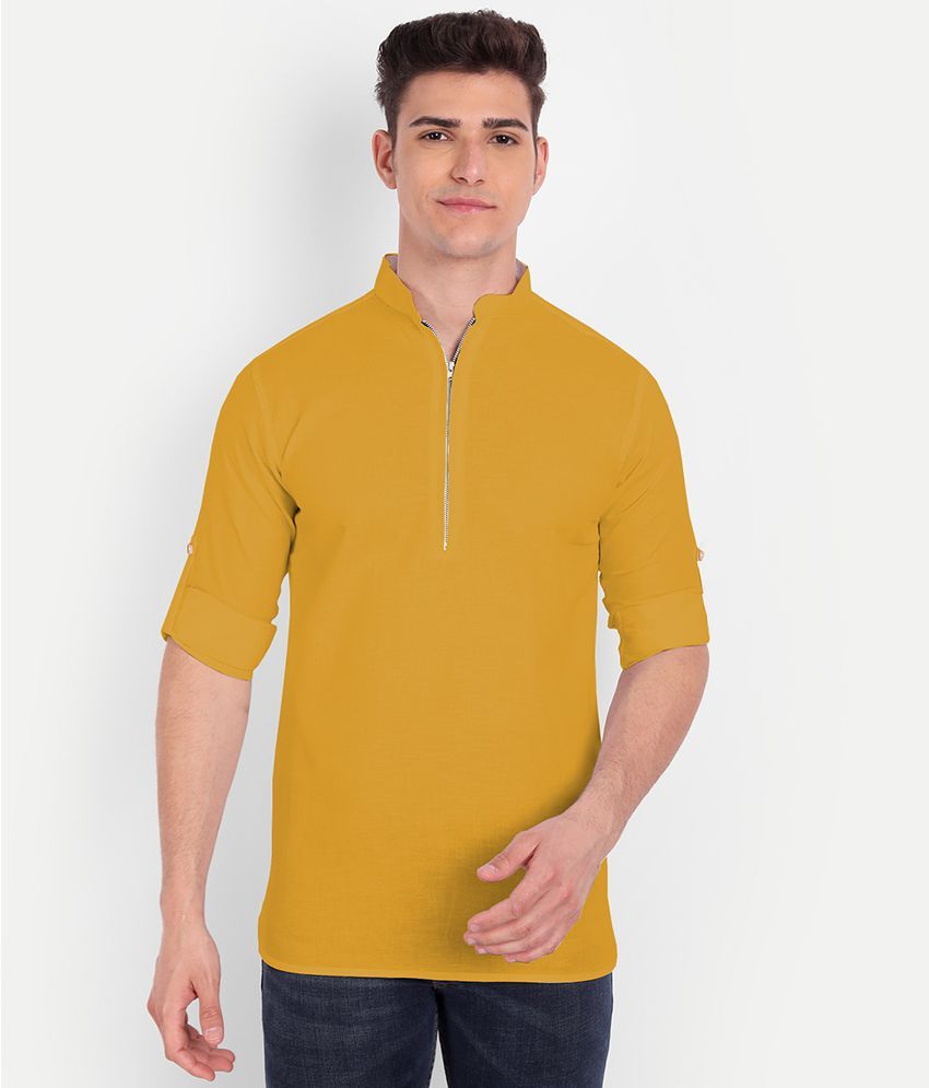     			Vida Loca - Yellow Linen Slim Fit Men's Casual Shirt ( Pack of 1 )