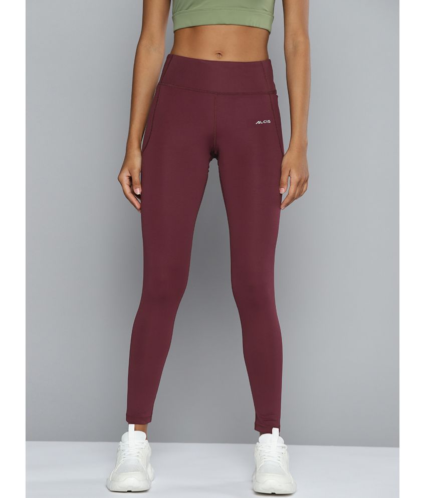     			Alcis - Burgundy Polyester Slim Fit Women's Sports Tights ( Pack of 1 )