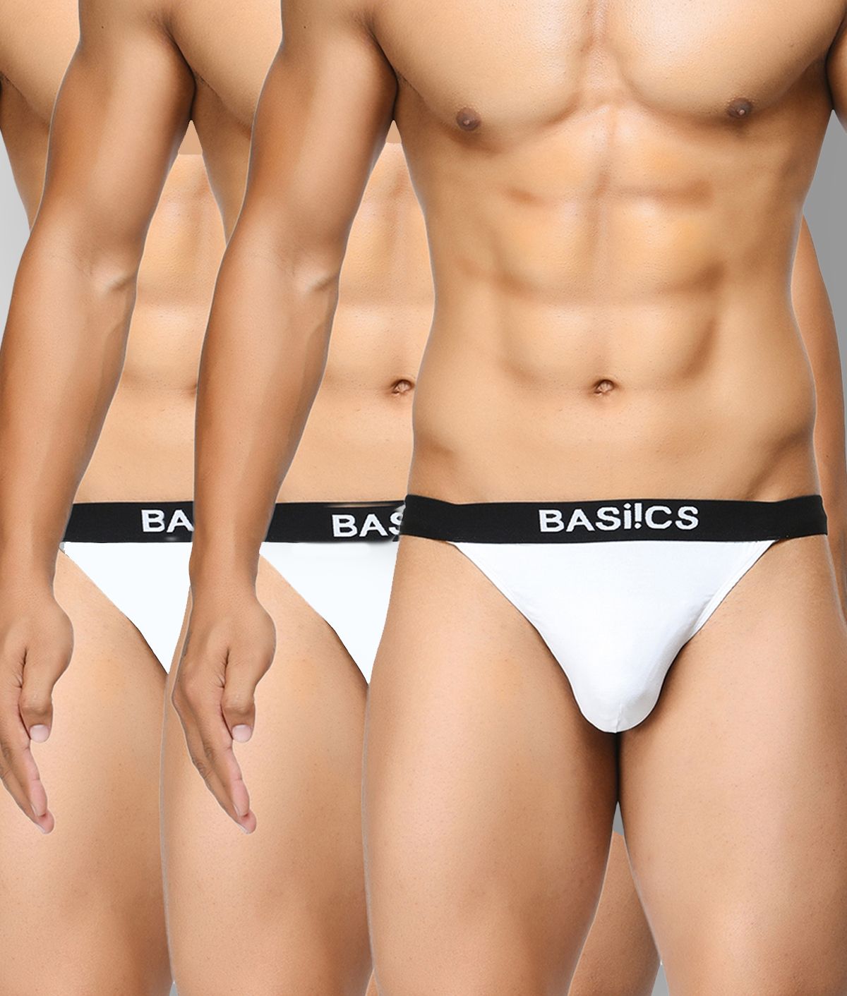     			BASIICS By La Intimo Pack of 3 Cotton Men's Thongs ( White )