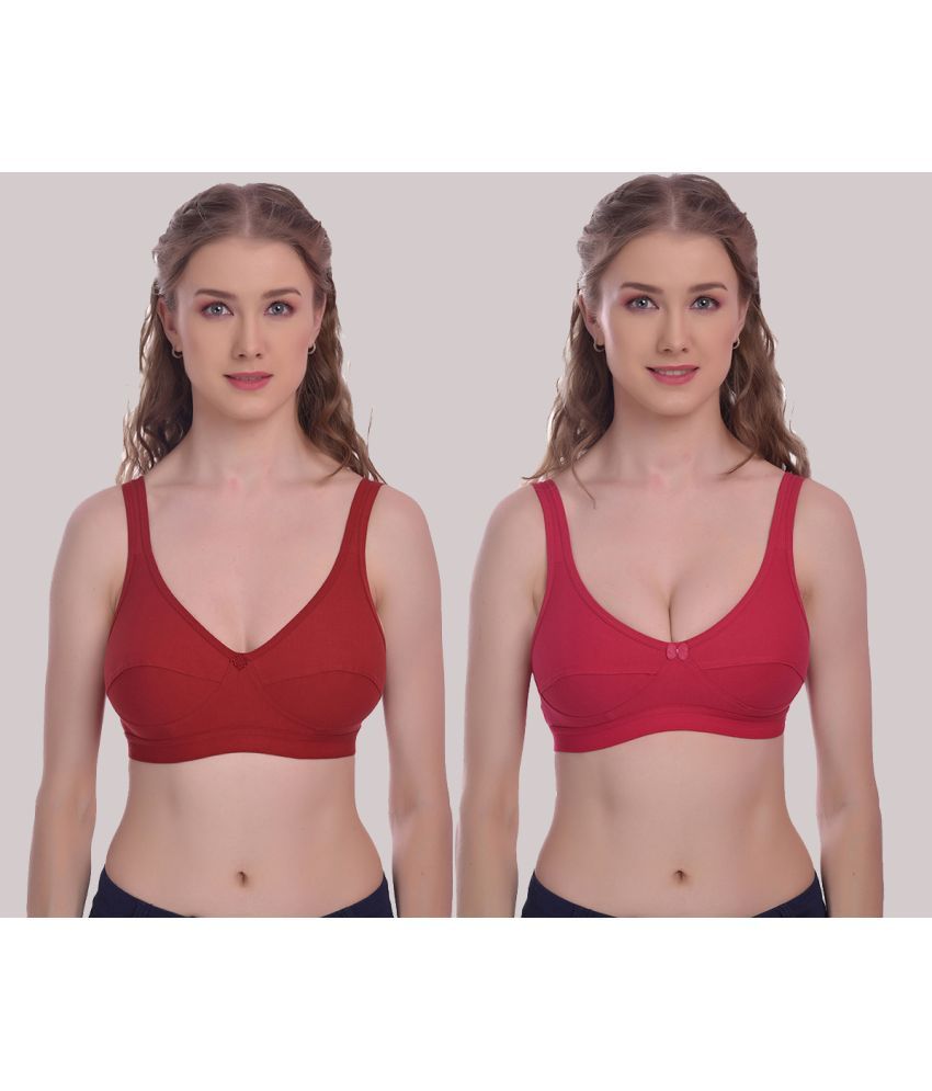     			Elina Pack of 2 Cotton Non Padded Women's Racerback bra ( Burgundy )