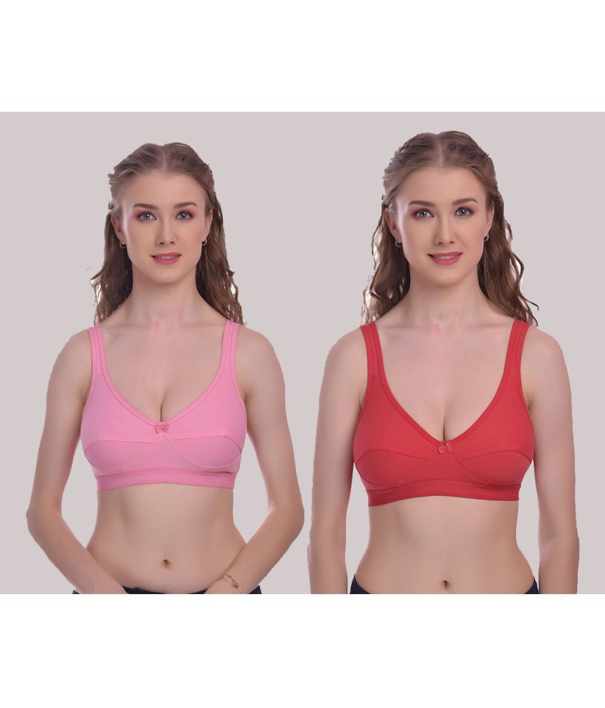     			Elina - Red Cotton Non Padded Women's Racerback bra ( Pack of 2 )