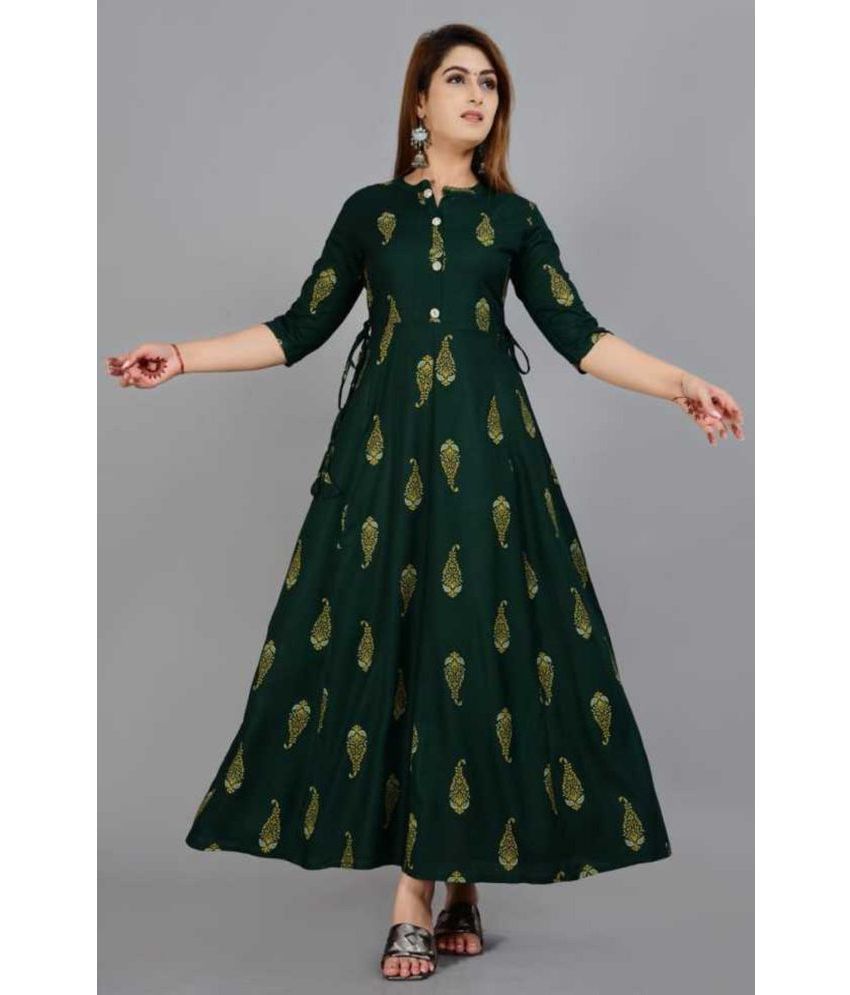     			SIPET - Green Rayon Women's Flared Kurti ( Pack of 1 )