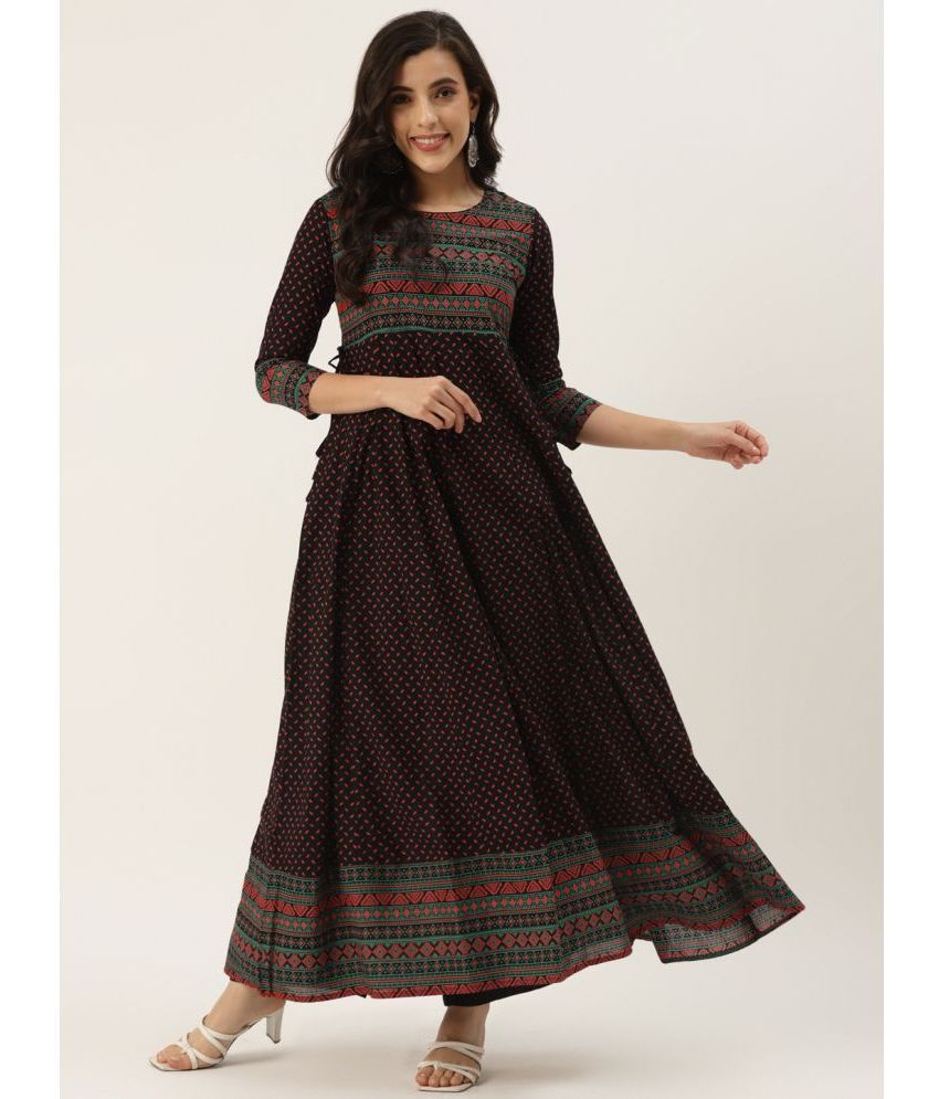     			HISHAM - Black Cotton Blend Women's Anarkali Kurti ( Pack of 1 )