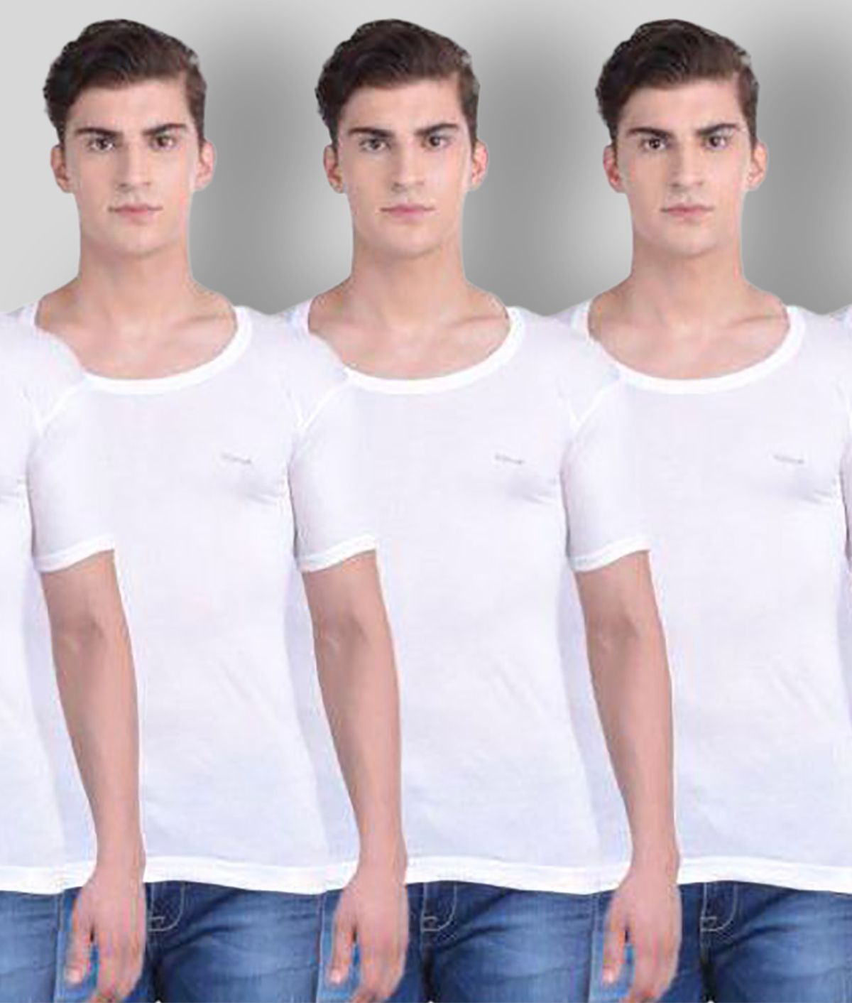     			Pack of 5 Dollar Bigboss White Cotton Blend Men's Vest