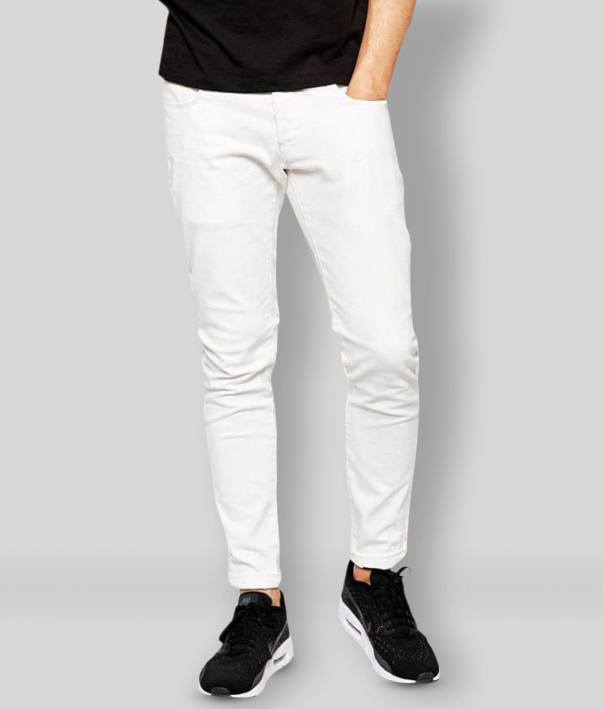     			HALOGEN - White Denim Regular Fit Men's Jeans ( Pack of 1 )