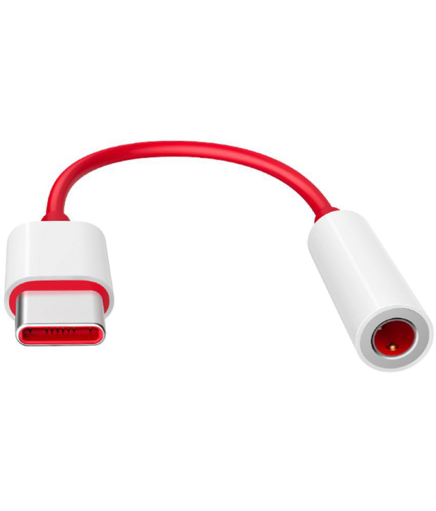 Crystonics Red & White Type C to 3.5mm Earphone Headphone Audio Jack Phone Converter