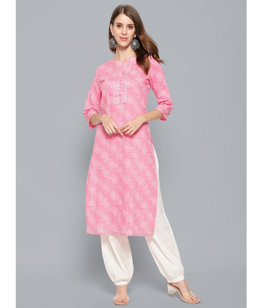     			Antaran - Pink Cotton Women's Straight Kurti ( Pack of 1 )